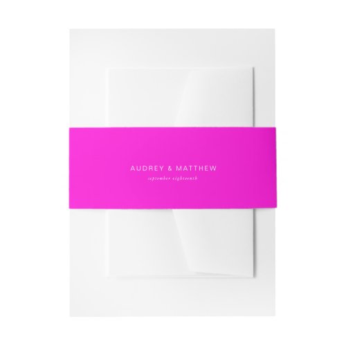 Modern neon_pink invitation belly band