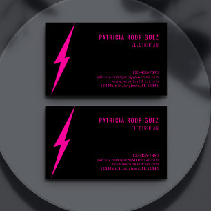Modern Neon Pink Lighting Custom Electrician Business Card