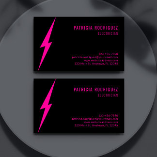 Modern Neon Pink Lighting Custom Electrician Business Card