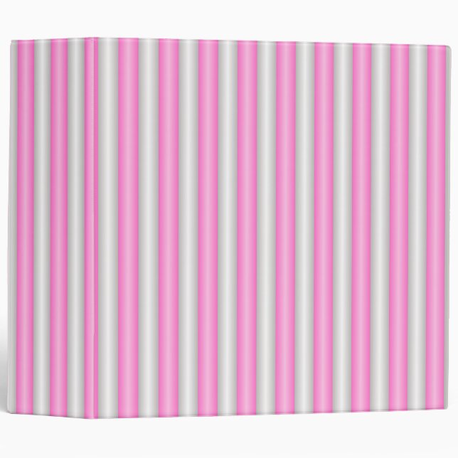 Modern Neon Pink Stripes with 3D Effect 3 Ring Binder (Front/Spine)