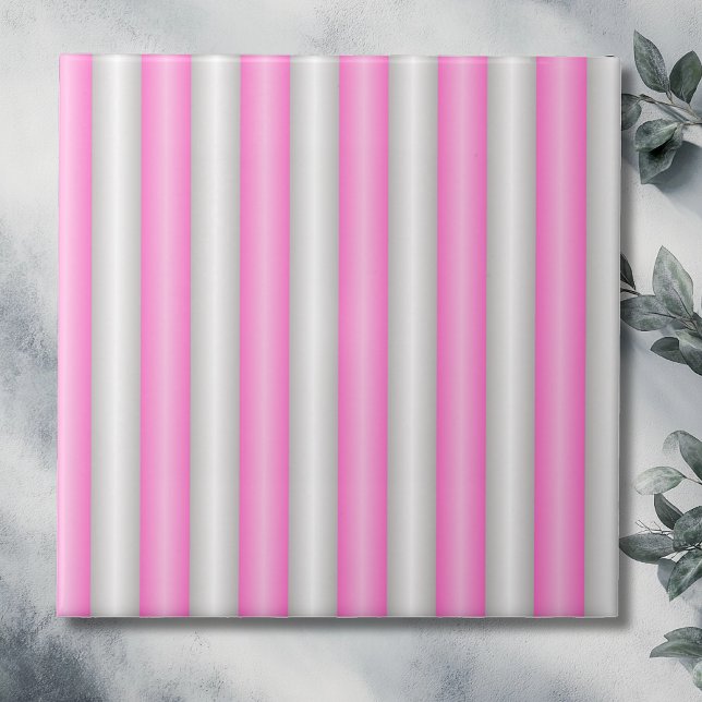 Modern Neon Pink Stripes with 3D Effect Ceramic Tile (Creator Uploaded)