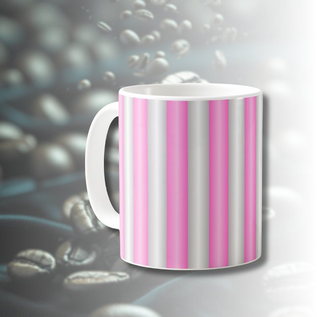 Modern Neon Pink Stripes with 3D Effect Coffee Mug (Creator Uploaded)