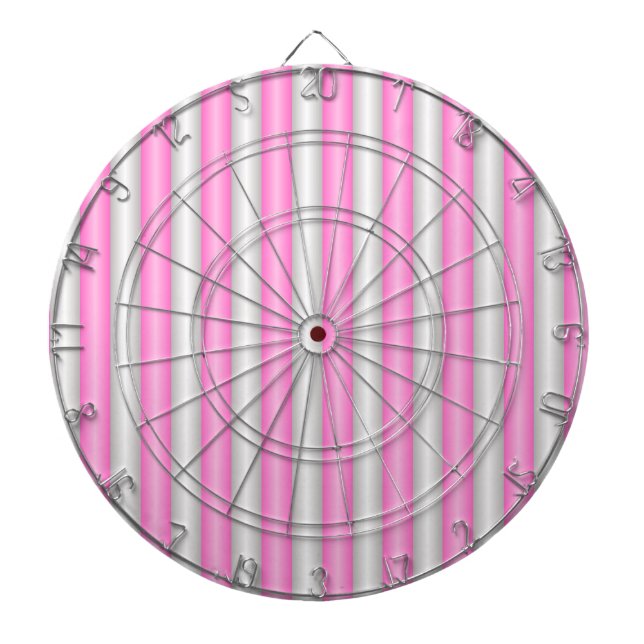 Modern Neon Pink Stripes with 3D Effect Dart Board (Front)