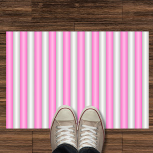 Modern Neon Pink Stripes with 3D Effect Doormat