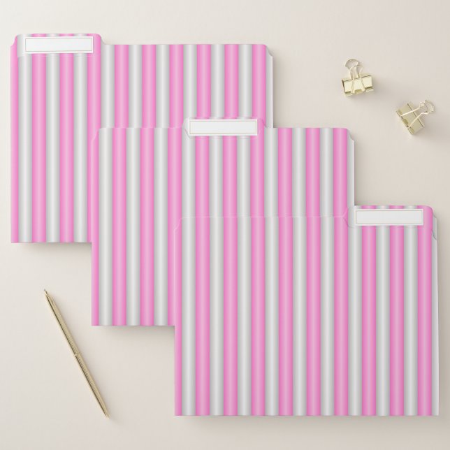 Modern Neon Pink Stripes with 3D Effect File Folder (Set)