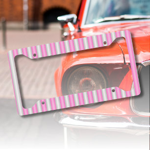 Modern Neon Pink Stripes with 3D Effect License Plate Frame