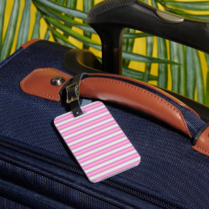 Modern Neon Pink Stripes with 3D Effect Luggage Tag