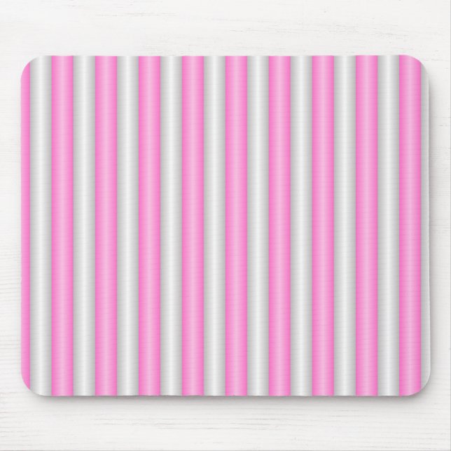 Modern Neon Pink Stripes with 3D Effect Mouse Pad (Front)