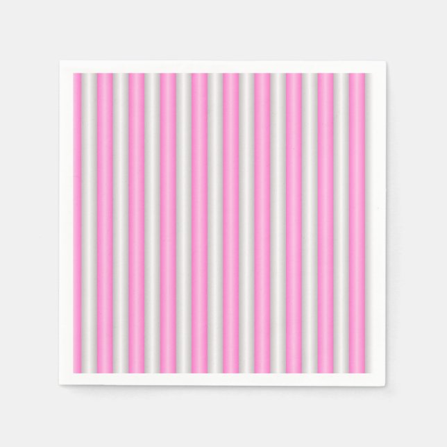 Modern Neon Pink Stripes with 3D Effect Napkins (Front)
