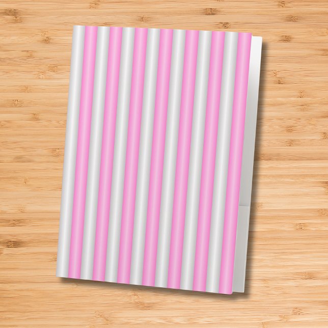 Modern Neon Pink Stripes with 3D Effect Pocket Folder (Creator Uploaded)
