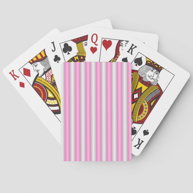 Modern Neon Pink Stripes with 3D Effect Poker Cards (Back)