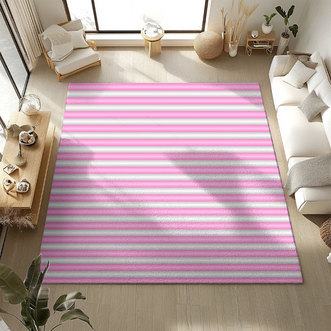 Modern Neon Pink Stripes with 3D Effect Rug (Creator Uploaded)