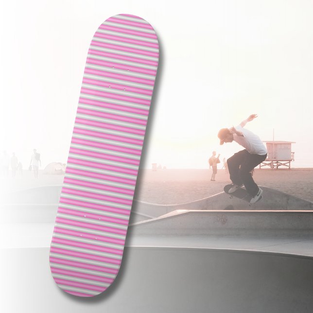Modern Neon Pink Stripes with 3D Effect Skateboard (Creator Uploaded)