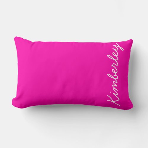 Modern neon pink trendy fashion colors monogram lumbar pillow