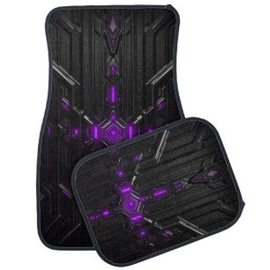 Modern, neon, purple, sport, future, design, black car floor mat