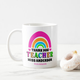Modern Neon rainbow teacher thank you gift Coffee Mug