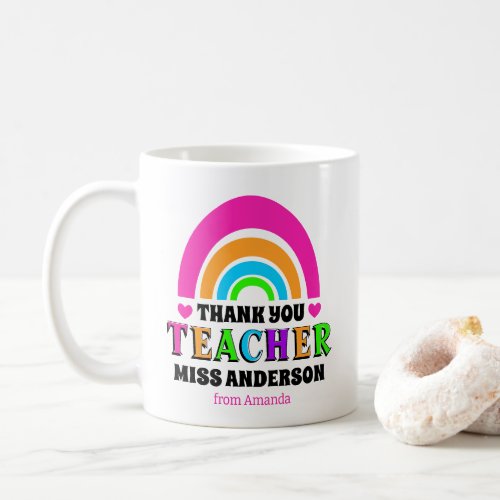Modern Neon rainbow teacher thank you gift  Coffee Mug
