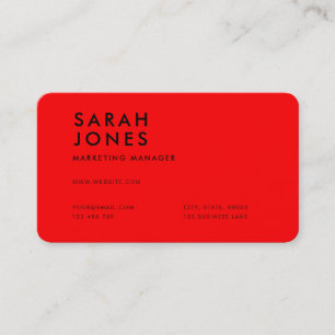 Modern Neon Red Color Business Card