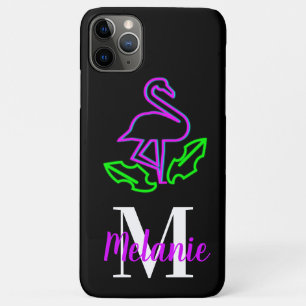 Modern Neon Tropical Flamingo Purple Flourescent iPhone 11 Pro Max Case