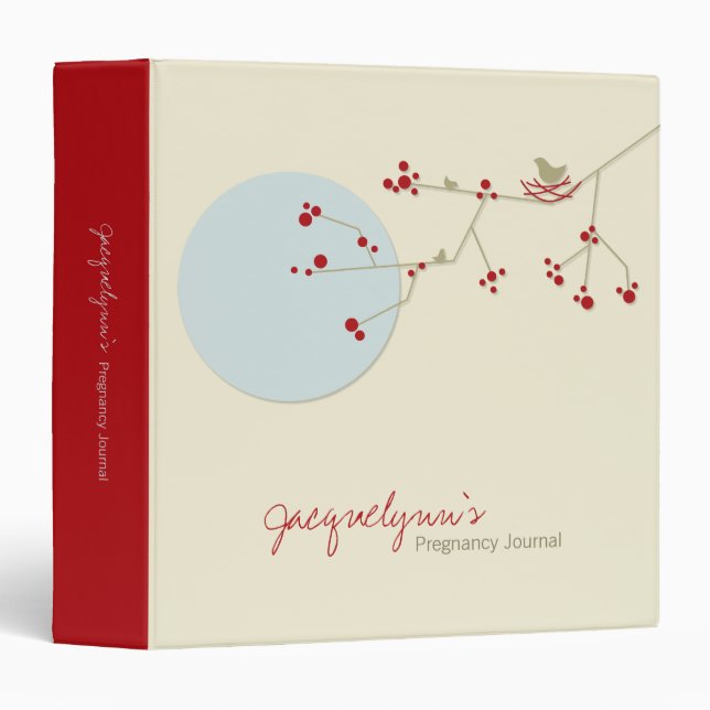 Modern Nesting Bird Family Pregnancy Journal Baby Binder (Front/Spine)