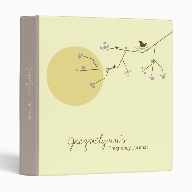 Modern Nesting Bird Family Pregnancy Journal Baby Binder (Front/Spine)