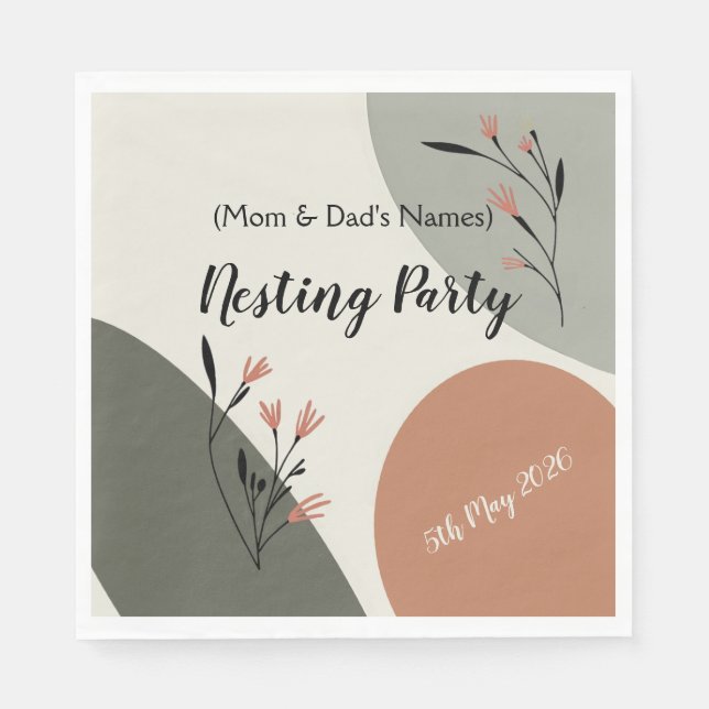 Modern Nesting party for new to be parents Napkins (Front)