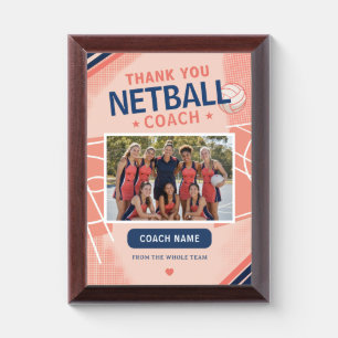 Modern Netball Team Photo Coach Award Plaque
