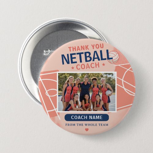 Modern Netball Team Photo Coach Button