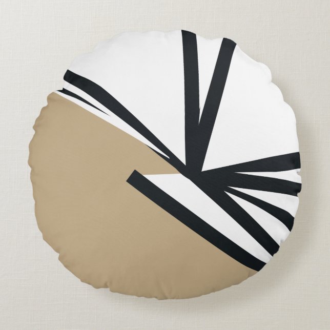 Modern Neutral Abstract Round Pillow (Front)