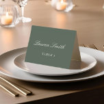 Modern Neutral and Sage Wedding Place Card<br><div class="desc">Classic Elegant Wedding place cards featuring personalized guest name and table number on modern sage green background.</div>