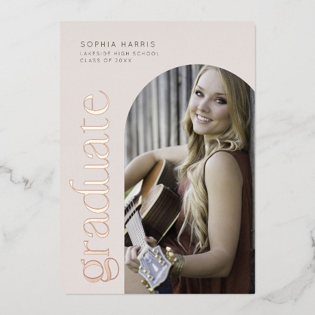 Modern Neutral Arch Foil Invitation (Front)