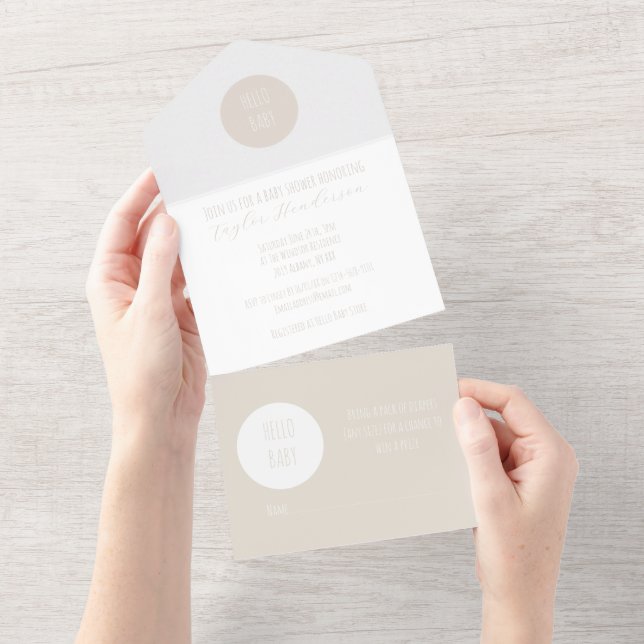 Modern Neutral Baby Shower All in One Invitation (Tearaway)