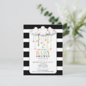 Modern Neutral Baby Shower Black + White Clouds Invitation (Standing Front)