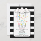 Modern Neutral Baby Shower Black + White Clouds Invitation (Front)