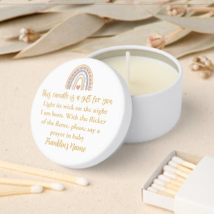 Modern Neutral Baby Shower Boho Rainbow Prayer Mini Candle Favors
