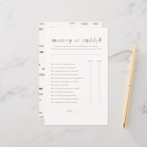 Modern Neutral Baby Shower Mommy or Daddy Game 