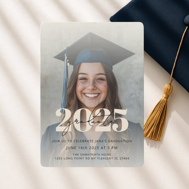 Modern Neutral Beige 2025 Graduate Photo Invitation (Creator Uploaded)