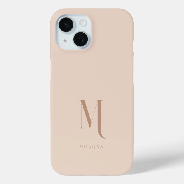 Modern Neutral Beige Custom Monogram Case-Mate iPhone Case (Back)