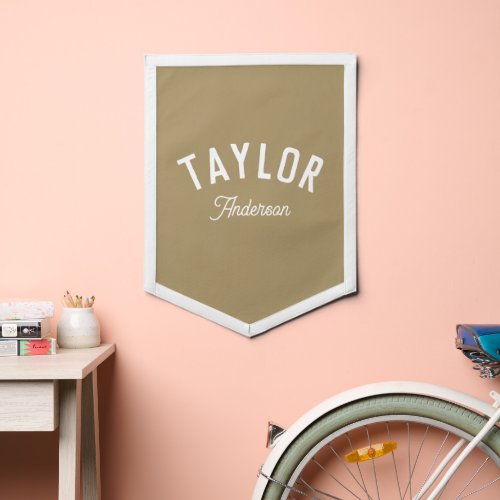 Modern Neutral Beige Custom Name Kids Room Wall  Pennant