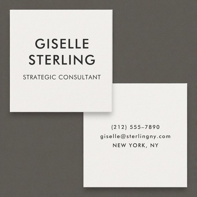 Modern Neutral Beige Luxury Minimal Typography Square Business Card (Creator Uploaded)