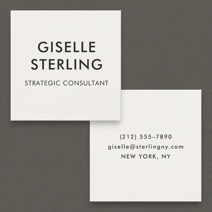 Modern Neutral Beige Luxury Minimal Typography Square Business Card