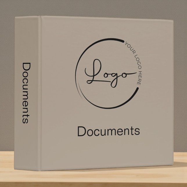 Modern Neutral Beige Minimalist Logo Professional 3 Ring Binder (Creator Uploaded)