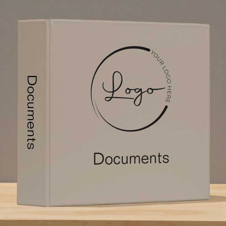 Modern Neutral Beige Minimalist Logo Professional 3 Ring Binder