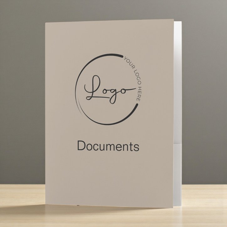 Modern Neutral Beige Minimalist Logo Professional Pocket Folder