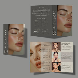 Modern Neutral Beige Skincare Spa Tri-Fold Brochure