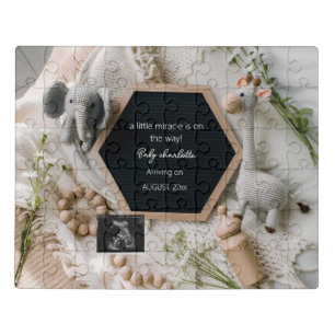 Modern Neutral boho pregnancy announcement  Jigsaw Puzzle