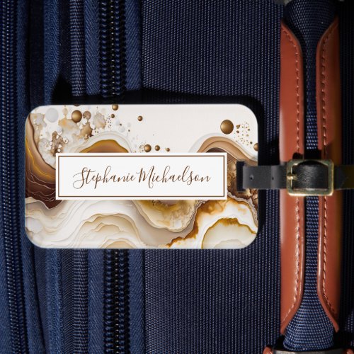 Modern Neutral Brown Abstract Luggage Tag