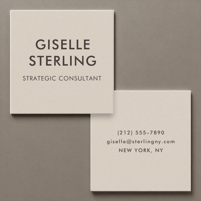 Modern Neutral Brown Modern Minimal Typography  Square Business Card (Creator Uploaded)