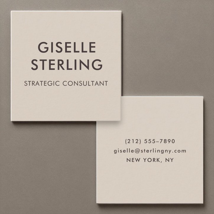 Modern Neutral Brown Modern Minimal Typography Square Business Card