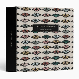 Modern Neutral Butterflies Garden Pattern 3 Ring Binder